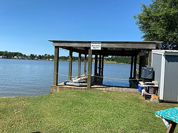 On-site boat ramp and covered slip at Venice On The Lake