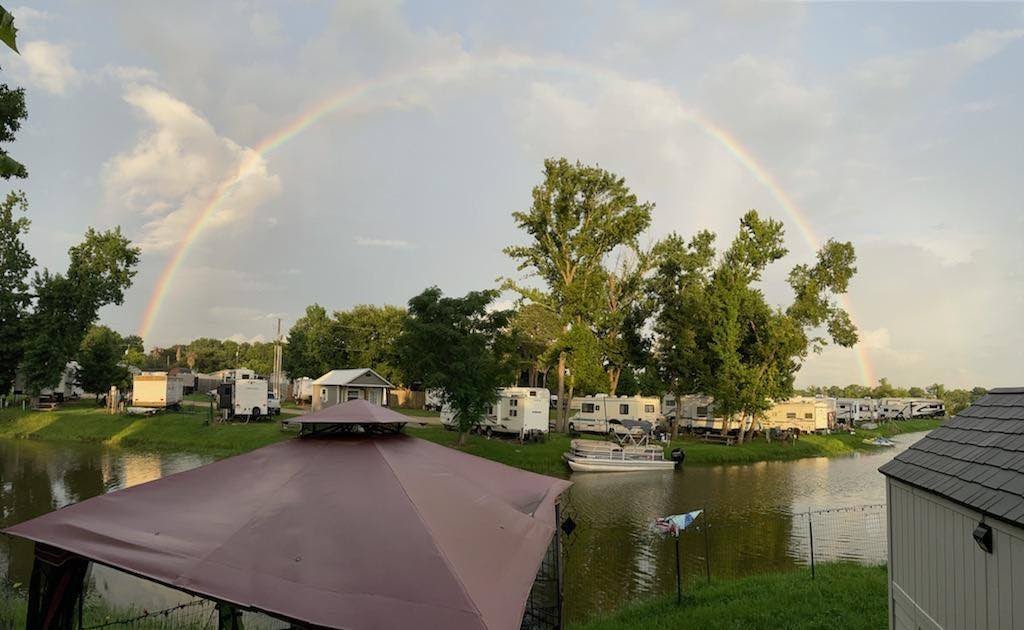 Rainbow over Lake Conroe at Venice On The Lake RV Park
