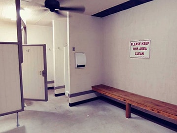 Clean restroom and shower facility at Venice On The Lake RV Park