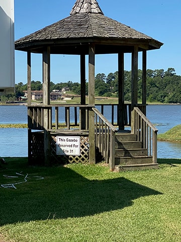 Private gazebo reserved for site 31 at Venice On The Lake
